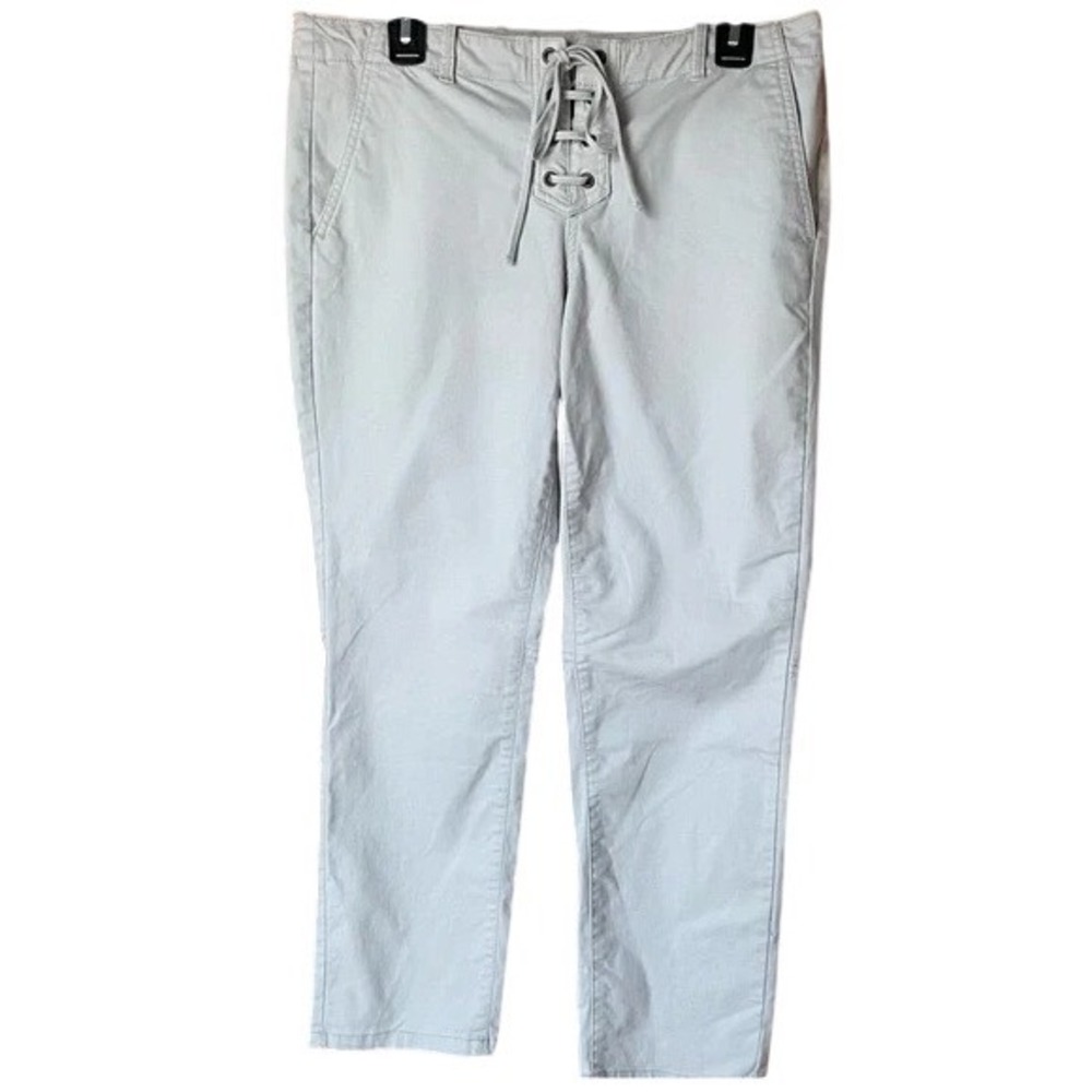 Ann Taylor‎ LOFT White Lace-Up Pants, 6